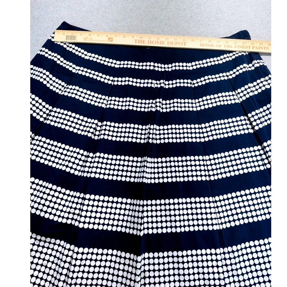 Talbots Women 22W Navy White Polka Dot Stripe A-Line Midi Skirt Plus Size Flowy